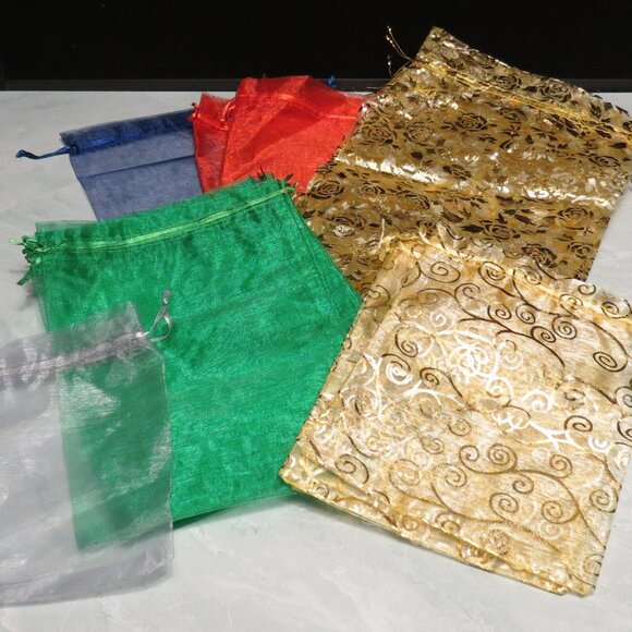 Lot of 21 Fabric Drawstring Gift Bags * See Description - Picture 1 of 1